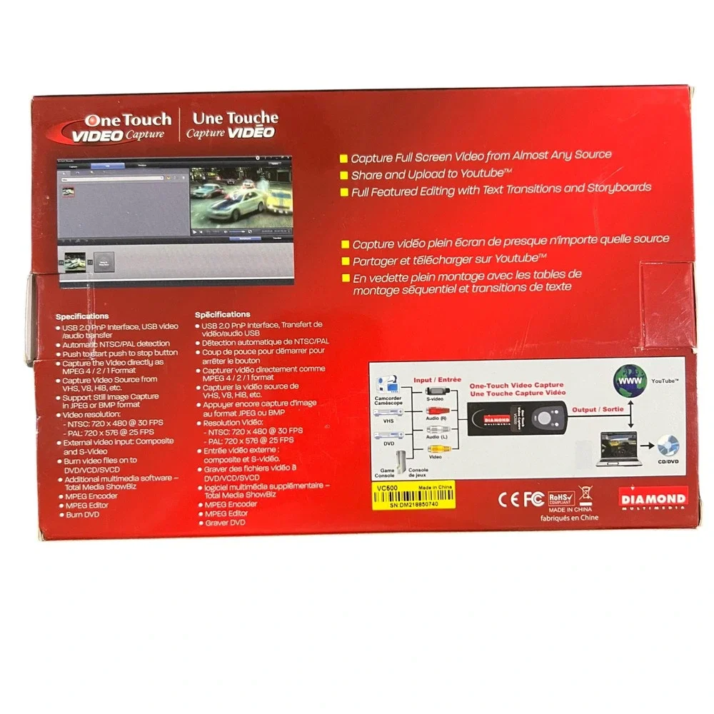 Diamond‎ Multimedia VC500 One Touch Video Capture USB 2.0 VHS to Digital Black